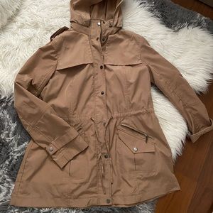 New York and Company tan trench rain jacket